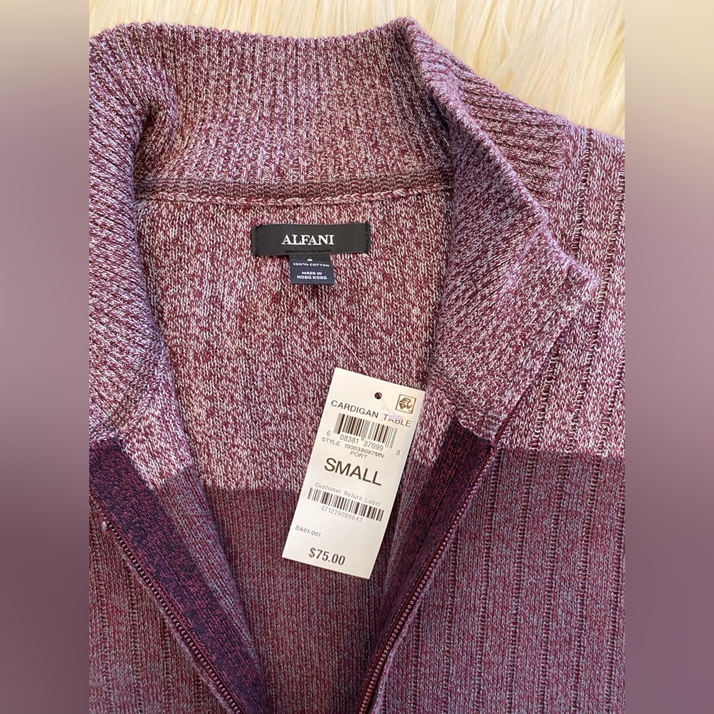 Alfani zip up sweater NWT Sz S - Picture 2 of 5